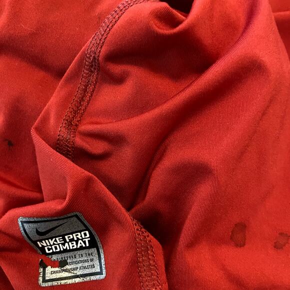 Nike Pro Combat Dri-FIT T-Shirt Fitted Short Sleeve Crew Neck Quick Dry Red L - Picture 5 of 7